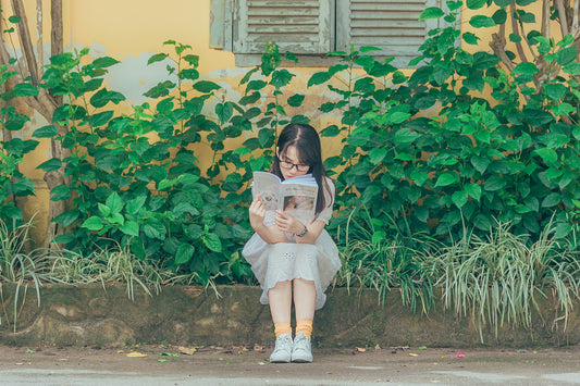 woman reading a book